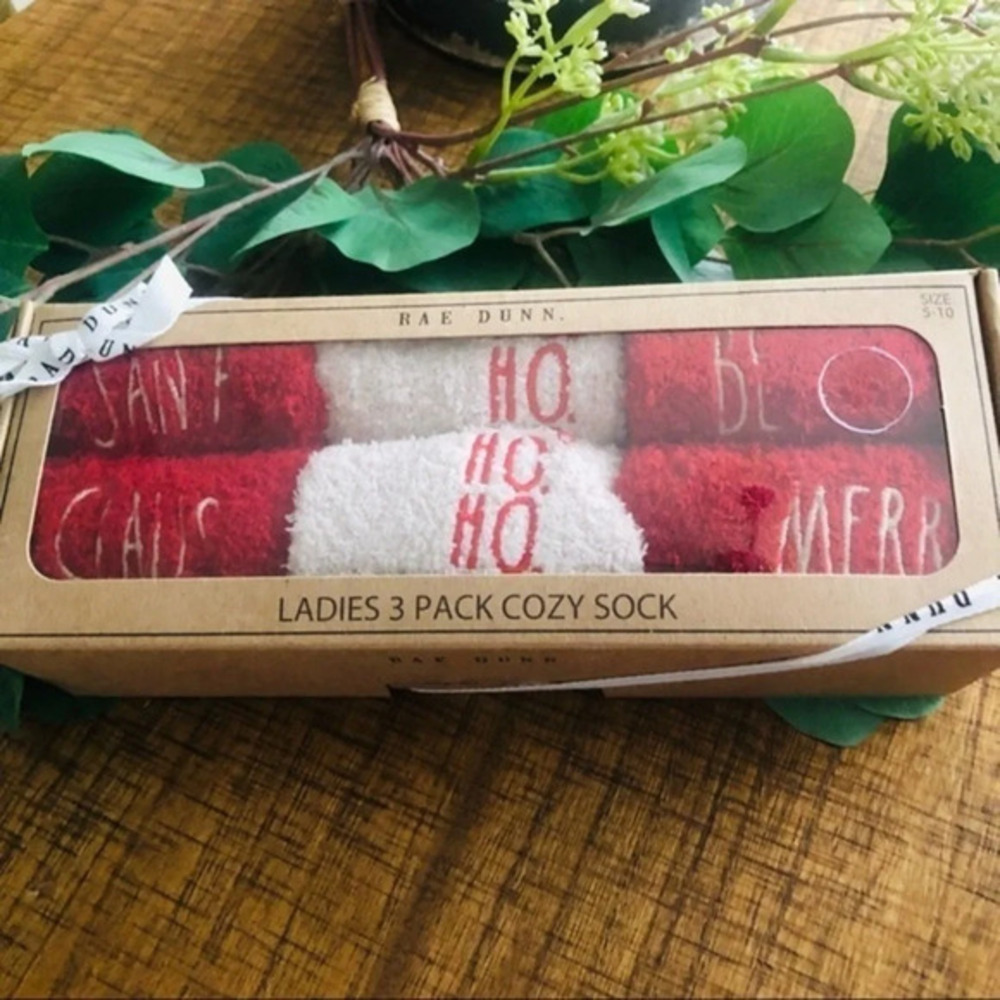 Rae Dunn Holiday Cozy Socks 3 Pack Gift Set Christmas NWT